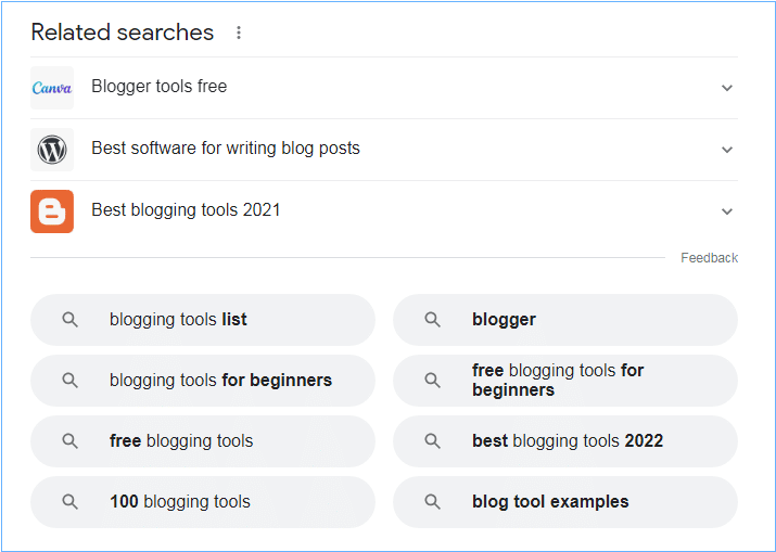 Google Related Queries Section